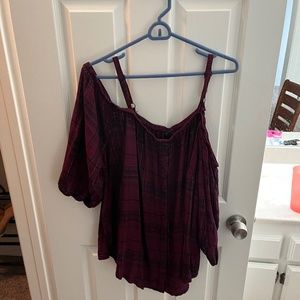 Purple off the shoulder shirt